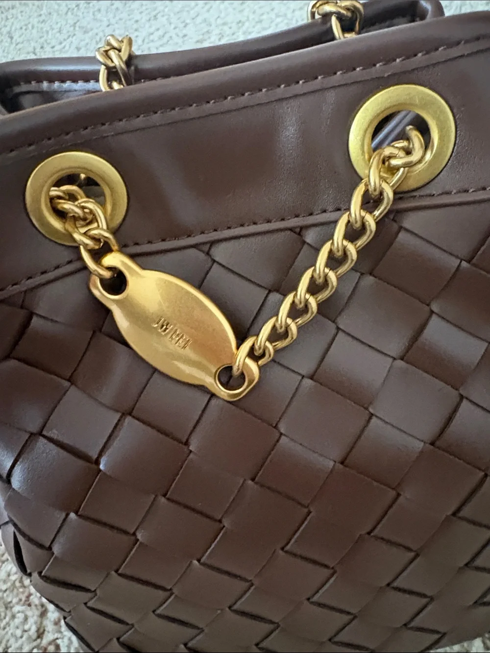 NWT- JW PEI Brown Woven Crossbody with Gold Chain
